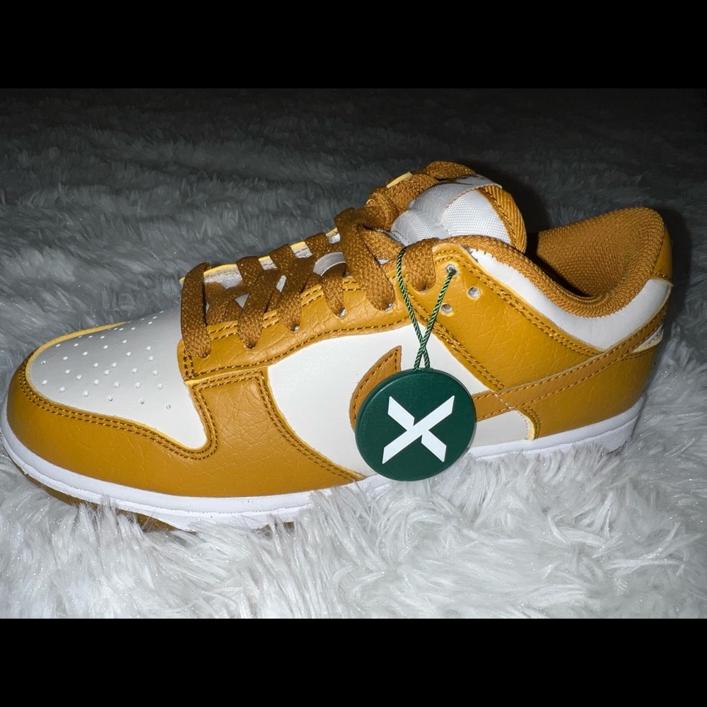 Women Nike Dunk Low Next Nature Phantom Gold Suede